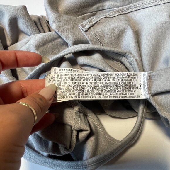 Forever 21 Mid Calf Length Light Grey Scoop Neck Dress Back Stitch Size Small - Picture 5 of 9